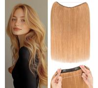 Rich Choices Wire Hair Extensions - Invisible Clip-in Human Hair Straight Remy Extensions, 18 Inch #27 Dark Blonde