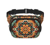 Rich Color Prints Fitness travel shoulder bag, fashionable and casual waist bag, square double-layer waist bag, Black, One Size, Black, One Size