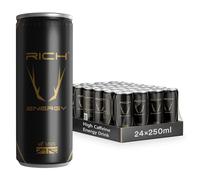 Rich Energy Drink 80mg High Caffeine - Premium British Energy Drinks with Pure Mountain Spring Water and Familiarity in Flavour, Elevate Your Energy and Lifestyle - Bulk Multipack, 250ml, 24 Cans