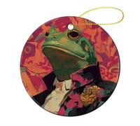 Rich Frog Graffiti Christmas Tree Hanging Ornaments,2 Pieces, 7.2CM Round Double-Sided