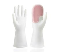 Rich Lather Producing PVC Housework Gloves Simple Operation Saving Labour and Time for Kitchen, Double Brush Blue Gloves (Single brush powder)