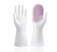 Rich Lather Producing PVC Housework Gloves Simple Operation Saving Labour and Time for Kitchen, Double Brush Blue Gloves (Single brush purple)