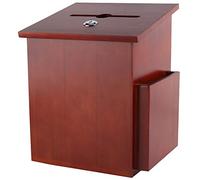 Rich Mahogany Wood Charity Donation & Suggestion Box Office Ballot Box with Pocket Comes with Locking Hinged Lid for Table Or Counter-top use (Dark Mahogany)