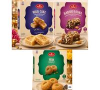 Rich Milk Sweets Bundle | Haldiram's Milk Cake, Habshi Halwa & Peda 300g Each | Traditional Indian Mithai Gift Box for Festivals & Celebrations Boxed Treatz