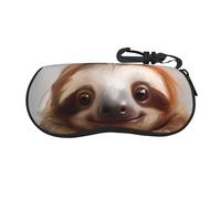 Rich&Rabbit Adorable Sloth Print Glasses Case, Portable Neoprene Zipper Eyeglass Soft Case with Clip for Women Men, Black, One Size