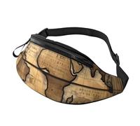 Rich&Rabbit Ancient Map World Globe Print Multifunctional Waist Pack for Hiking Traveling Running Mountain Treks, Black, One Size