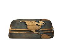 Rich&Rabbit Ancient World Globe Print Zipper Cosmetic Makeup Pouch Bag Portable Travel Storage Bag Daily Use Purse, Gold, One Size