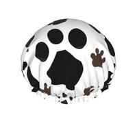 Rich&Rabbit Animal Paw Print Shower Cap for Women Elastic Reusable Leakproof Double Layer