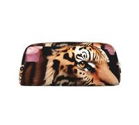 Rich&Rabbit Animal Tiger Leopard Print Rose Flower Print Zipper Cosmetic Makeup Pouch Bag Portable Travel Storage Bag Daily Use Purse, Silver, One Size