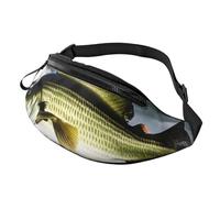 Rich&Rabbit Bass Fishing Wave Print Multifunctional Waist Pack for Hiking Traveling Running Mountain Treks, Black, One Size