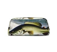 Rich&Rabbit Bass Fishing Wave Print Zipper Cosmetic Makeup Pouch Bag Portable Travel Storage Bag Daily Use Purse, Silver, One Size