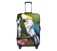 Rich&Rabbit Beautiful Cockatoo Bird Flower Print Suitcase Cover Washable Travel Luggage Protector Cover Baggage Decoraitve Cover (18-32in), White, S