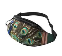 Rich&Rabbit Beautiful peacock picture Print Multifunctional Waist Pack for Hiking Traveling Running Mountain Treks, Black, One Size