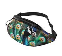 Rich&Rabbit Beautiful peacock Print Multifunctional Waist Pack for Hiking Traveling Running Mountain Treks, Black, One Size