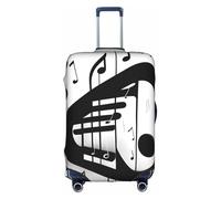 Rich&Rabbit Black and White Music Note Print Suitcase Cover Washable Travel Luggage Protector Cover Baggage Decoraitve Cover (18-32in), White, S