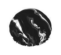 Rich&Rabbit Black white marble print Print Shower Cap For Women Elastic And Reusable Bath Cap Leakproof Double Layers Bathing Hat