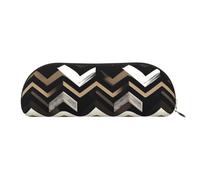 Rich&Rabbit Black White Tan Zigzag Print Versatile Zipper Pouches Cosmetics Tiny Accessories Small Parts Storage Bags, Gold, One Size