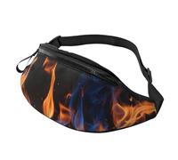 Rich&Rabbit Blue Flame Print Multifunctional Waist Pack for Hiking Traveling Running Mountain Treks, Black, One Size