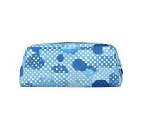 Rich&Rabbit Blue Polka Dot Print Print Zipper Cosmetic Makeup Pouch Bag Portable Travel Storage Bag Daily Use Purse, Silver, One Size