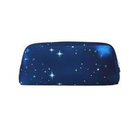 Rich&Rabbit Blue Shining Stars patterns Print Zipper Cosmetic Makeup Pouch Bag Portable Travel Storage Bag Daily Use Purse, Silver, One Size