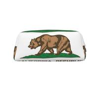 Rich&Rabbit California State Flag Print Zipper Cosmetic Makeup Pouch Bag Portable Travel Storage Bag Daily Use Purse, Silver, One Size