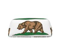 Rich&Rabbit California State Flag Print Zipper Cosmetic Makeup Pouch Bag Portable Travel Storage Bag Daily Use Purse, Gold, One Size