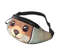 Rich&Rabbit Cartoon Cute Otter Print Multifunctional Waist Pack for Hiking Traveling Running Mountain Treks, Black, One Size