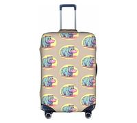 Rich&Rabbit Cartoon Hippo Print Suitcase Cover Washable Travel Luggage Protector Cover Baggage Decoraitve Cover (18-32in), White, S