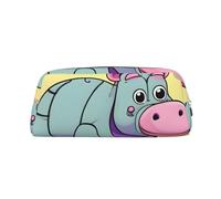 Rich&Rabbit Cartoon Hippo Print Zipper Cosmetic Makeup Pouch Bag Portable Travel Storage Bag Daily Use Purse, Silver, One Size