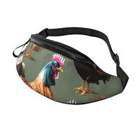 Rich&Rabbit Chicken And Rooster Print Print Multifunctional Waist Pack for Hiking Traveling Running Mountain Treks, Black, One Size