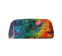 Rich&Rabbit Colorful Music Notes Print Zipper Cosmetic Makeup Pouch Bag Portable Travel Storage Bag Daily Use Purse, Silver, One Size