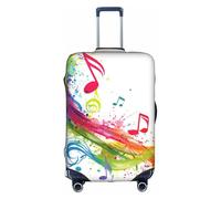 Rich&Rabbit Colorful Music Notes Printed Travel Luggage Protector Cover Washable Luggage Protector Cover (18-32 inch), white, M