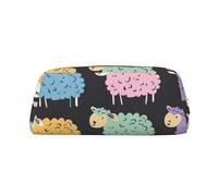 Rich&Rabbit Cute Colorful Sheep Cartoon Patterns Print Zipper Cosmetic Makeup Pouch Bag Portable Travel Storage Bag Daily Use Purse, Silver, One Size