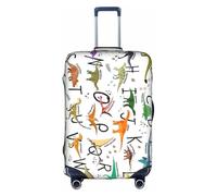 Rich&Rabbit Dinosaur Alphabet Printed Travel Luggage Protector Cover Washable (18-32 Inch), white, M