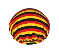 Rich&Rabbit Germany Flag Print Shower Cap for Women Elastic Reusable Leakproof Double Layer