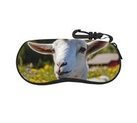 Rich&Rabbit Goat Print Eyeglasses Case, Portable Neoprene Zipper Glasses Case with Clip for Women Men, Black -, One Size, Black, One size