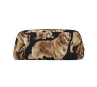 Rich&Rabbit Golden Retrievers Print Zipper Cosmetic Makeup Pouch Bag Portable Travel Storage Bag Daily Use Purse, Gold, One Size