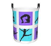 Rich&Rabbit Gymnastics Game Print Circular Basket Portable Round Basket for Dirty Clothes Handles etc