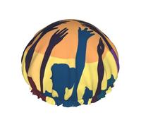 Rich&Rabbit Gymnastics Games Printed Shower Cap for Women Stretchy Reusable Leakproof Double Layer