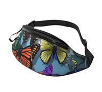 Rich&Rabbit Hand drawn color butterfly Print Multifunctional Waist Pack for Hiking Traveling Running Mountain Treks, Black, One Size