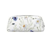 Rich&Rabbit Hand Drawn Flower Print Zipper Cosmetic Makeup Pouch Bag Portable Travel Storage Bag Daily Use Purse, Silver, One Size
