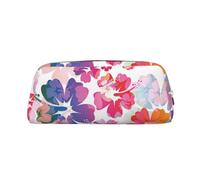 Rich&Rabbit Hawaiian flower print Print Zipper Cosmetic Makeup Pouch Bag Portable Travel Storage Bag Daily Use Purse, Silver, One Size