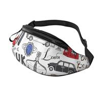 Rich&Rabbit I Love London Print Multifunctional Waist Pack for Hiking Traveling Running Mountain Treks, Black, One Size