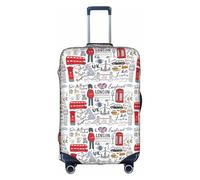 Rich&Rabbit I Love London Print Suitcase Cover Washable Travel Luggage Protector Cover Baggage Decoraitve Cover (18-32in), White, M