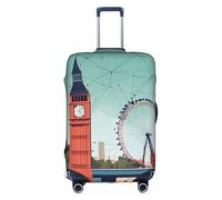Rich&Rabbit I Love London Printed Washable Travel Luggage Protector Cover (18-32 Inch), white, L