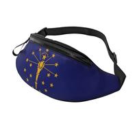 Rich&Rabbit Indiana State Flag Print Multifunctional Waist Pack for Hiking Traveling Running Mountain Treks, Black, One Size