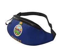 Rich&Rabbit Kansas State Flag Print Multifunctional Waist Pack for Hiking Traveling Running Mountain Treks, Black, One Size