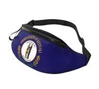 Rich&Rabbit Kentucky State Flag Print Multifunctional Waist Pack for Hiking Traveling Running Mountain Treks, Black, One Size