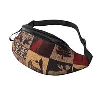 Rich&Rabbit Lodge Bear Deer Fish Print Multifunctional Waist Pack for Hiking Traveling Running Mountain Treks, Black, One Size