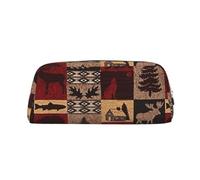 Rich&Rabbit Lodge Bear Deer Fish Print Zipper Cosmetic Makeup Pouch Bag Portable Travel Storage Bag Daily Use Purse, Silver, One Size